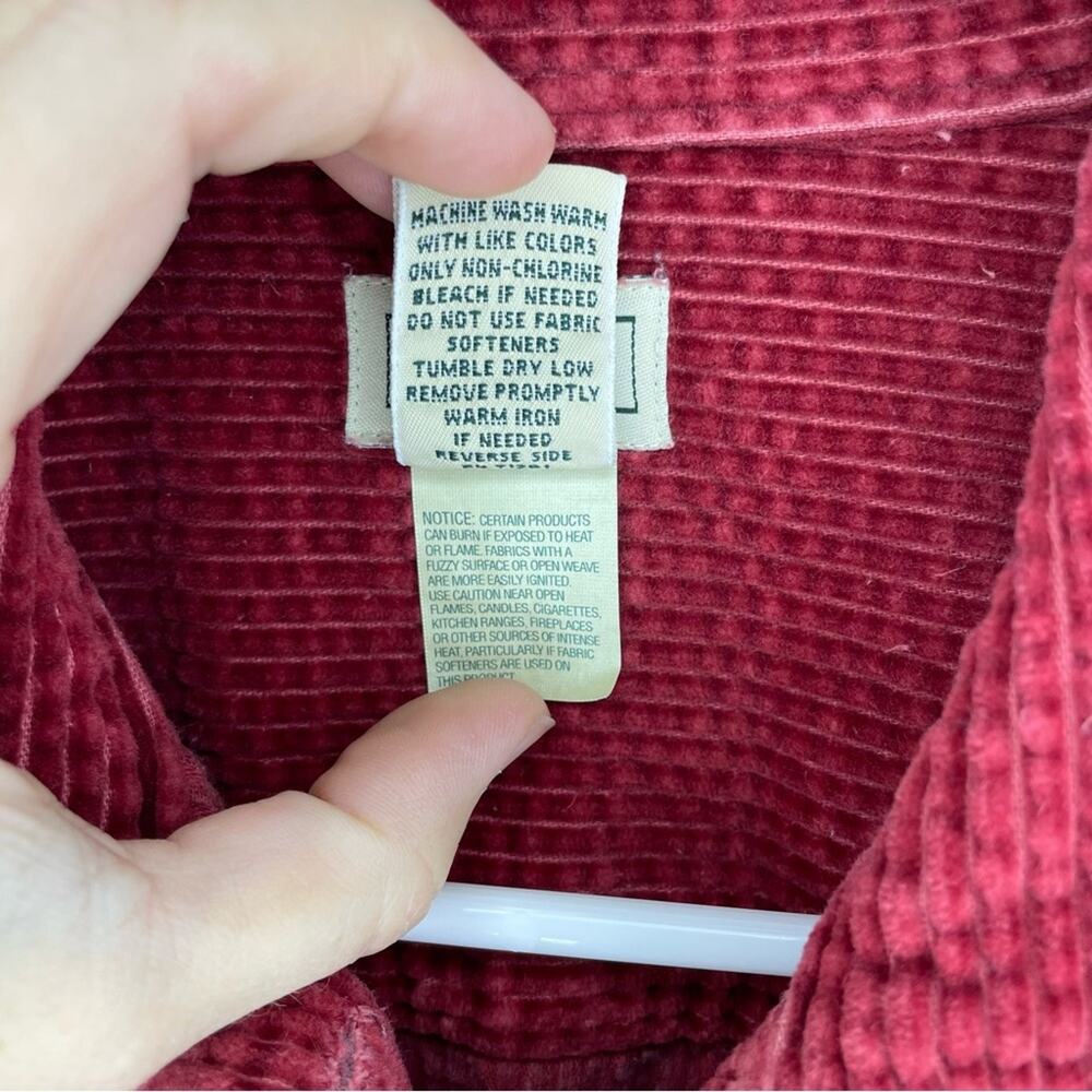 L.L. Bean Vintage Red Corduroy Button Down Shirt Top Size L - Picture 3 of 4